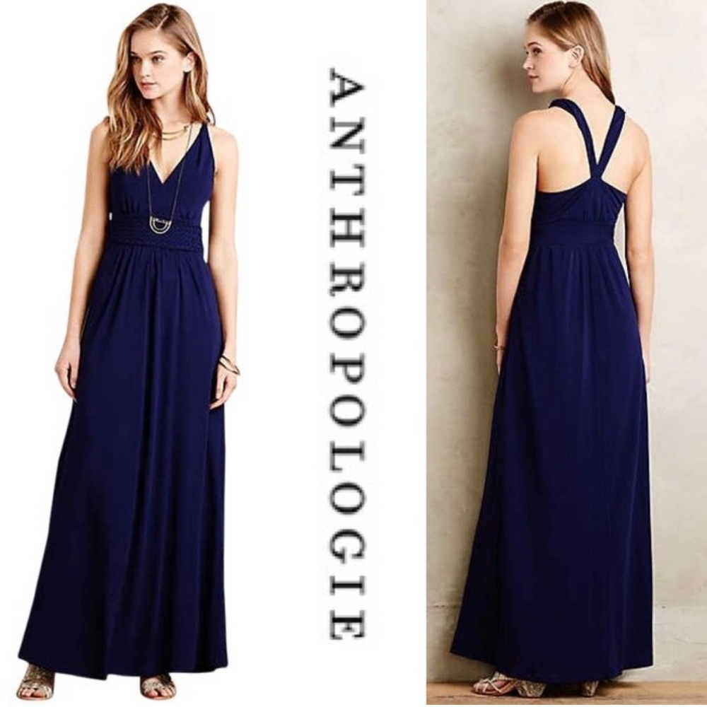 Anthropologie Maeve Navy Yuma Maxi Dress